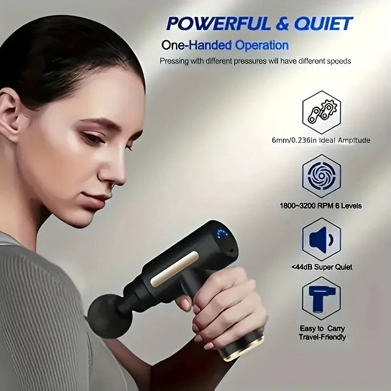 Facial Massager Gun, Cordless Handheld Deep Tissue Muscle Massager